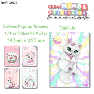 Caderno Pequeno Brochura 1/4 cd P Sissi 48 Folhas 140mm x 200 mm Unidade