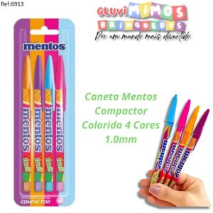 Caneta Mentos Compactor Colorida 4 Cores 1.0mm