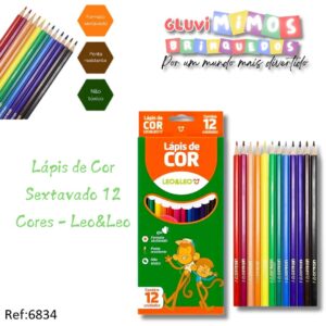Lápis de Cor Sextavado 12 Cores - Leo&Leo