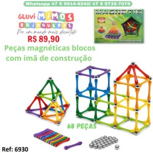 Peças magnéticas blocos com imã de construção  68 Peças