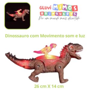 Dinossauro com Movimento som e luz 26 cm X 14 cm