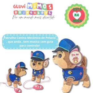 Patrulha Canina Mecânico de Pelucia , que anda , tem musica com guia para controlar