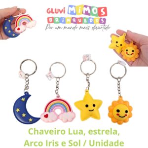 Chaveiro Lua, estrela, Arco Iris e Sol / Unidade