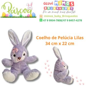 Coelho de Pelúcia Lilas 34 cm x 22 cm