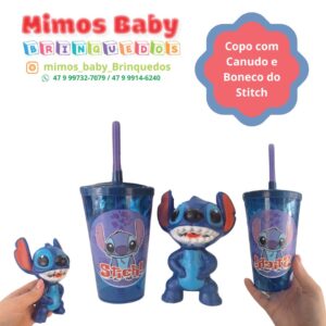 Copo com Canudo e Boneco Azul