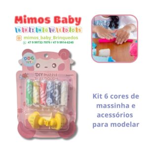 Kit 6 cores de massinha e acessórios  para modelar