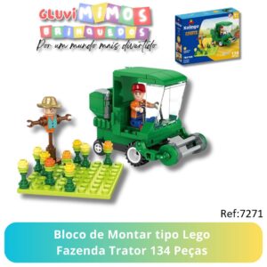 Bloco de Montar tipo Lego  Fazenda Trator 134 Peças