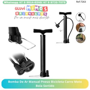 Bomba De Ar Manual Pneus Bicicleta Carro Moto Bola Sortido