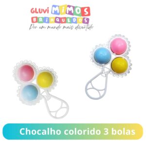Chocalho colorido 3 bolas