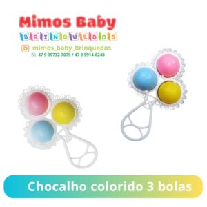 Chocalho colorido 3 bolas