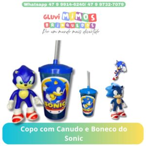 Copo com Canudo e Boneco de Personagem