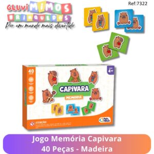 Jogo Memória Capivara 40 Peças - Madeira