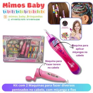 Kit com 2 Maquinas para fazer diversos penteados no cabelo, com miçanga e fios