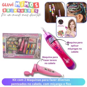 Kit com 2 Maquinas para fazer diversos penteados no cabelo, com miçanga e fios