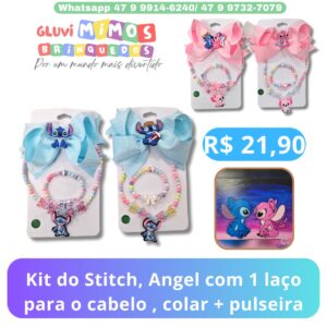 Kit com 1 laço para o cabelo , colar + pulseira