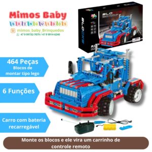 Monte os blocos e ele vira um carrinho de controle remoto Blocos de montar tipo lego  464 Peças