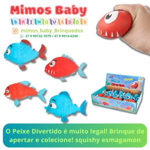 O Peixe Divertido é muito legal! Brinque de apertar e colecione! squishy esmagamon - Unidade
