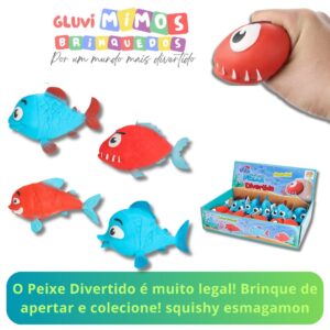 O Peixe Divertido é muito legal! Brinque de apertar e colecione! squishy esmagamon - Unidade