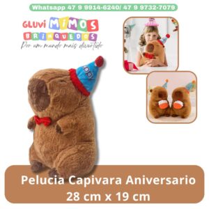 Pelucia Capivara Aniversario 28 cm x 19 cm