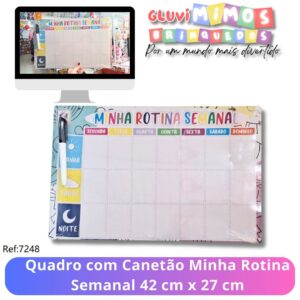 Quadro com Canetão Minha Rotina Semanal 42 cm x 27 cm