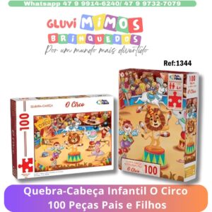 Quebra-Cabeça Infantil O Circo 100 Peças Pais e Filhos