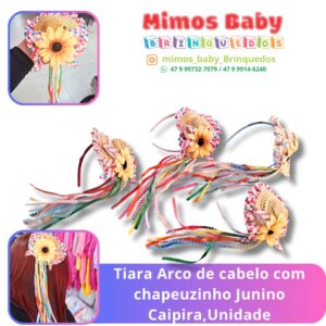 Tiara Arco de cabelo com chapeuzinho Junino Caipira,Unidade