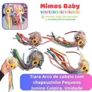 Tiara Arco de cabelo com chapeuzinho Pequeno Junino Caipira, Unidade
