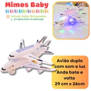 Avião duplo com som e luz Anda bate e volta  29 cm x 26cm