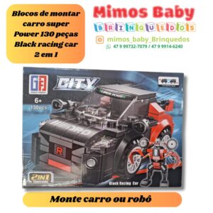Blocos de montar carro super Power 130 peças Black racing car 2 em 1