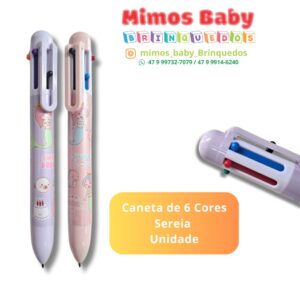 Caneta de 6 Cores Sereia  Unidade