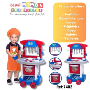 Cozinha Play Time Azul Menino - 71 cm de altura