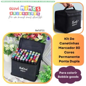 Kit De Canetinhas Marcador 80 Cores Permanente Ponta Dupla