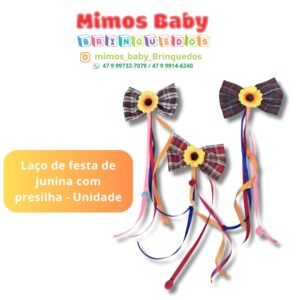 Laço de festa de junina com presilha - Unidade