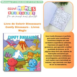 Livro de Colorir Dinossauro Comfy Dinosaurs - Livros Magic