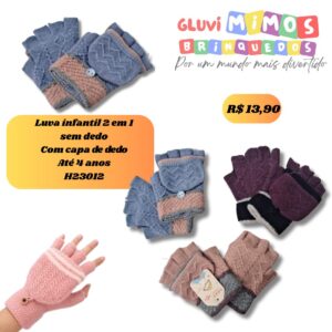 Luva infantil 2 em 1 sem dedo Com capa de dedo Até 4 anos H23012
