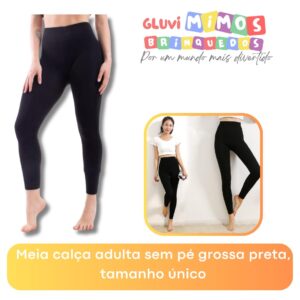 Meia calça adulta sem pé grossa preta, tamanho único