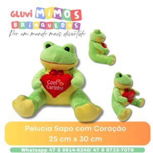 Pelucia Sapo com Coração  25 cm x 30 cm