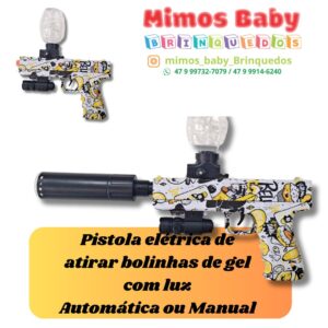 Pistola elétrica de atirar bolinhas de gel  com luz Automática ou Manual