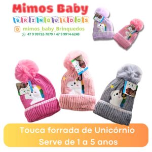 Touca forrada de Unicórnio  Serve de 1 a 5 anos