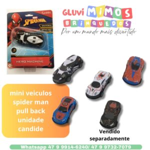 mini veiculos spider man pull back unidade candide