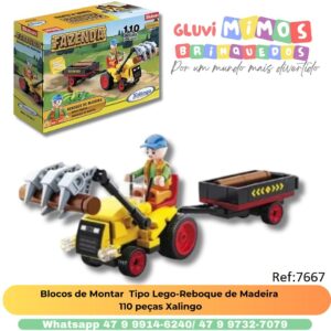 Blocos de Montar  Tipo Lego-Reboque de Madeira  110 peças Xalingo