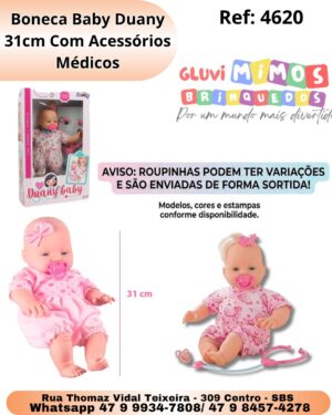 Boneca Baby Duany 31cm Com Acessórios Médicos