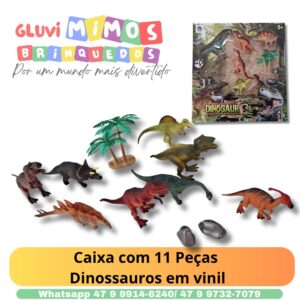 Caixa com 11 Peças  Dinossauros em vinil