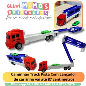 Caminhão Truck Pista Com Lançador  de carrinho vai até 87 centímetros