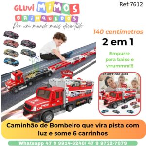 Caminhão de Bombeiro que vira pista com luz e some 6 carrinhos