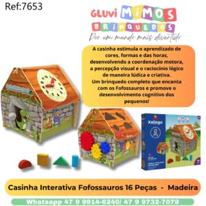 Casinha Interativa Fofossauros 16 Peças Xalingo -  Madeira
