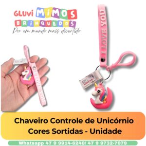 Chaveiro Controle de Unicórnio  Cores Sortidas - Unidade