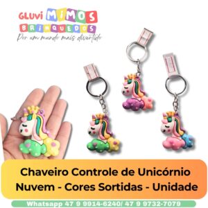Chaveiro Controle de Unicórnio  Nuvem - Cores Sortidas - Unidade