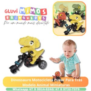 Dinossauro Motocicleta Puxar Para Trás Modelo Animal Miniaturas