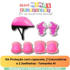 Kit Proteção com capacete, 2 Cotoveleiras e 2 Joelheiras